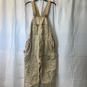 ROUND HOUSE Vintage Distressed 40x32 USA Canvas Work Bib Overalls Double Knee